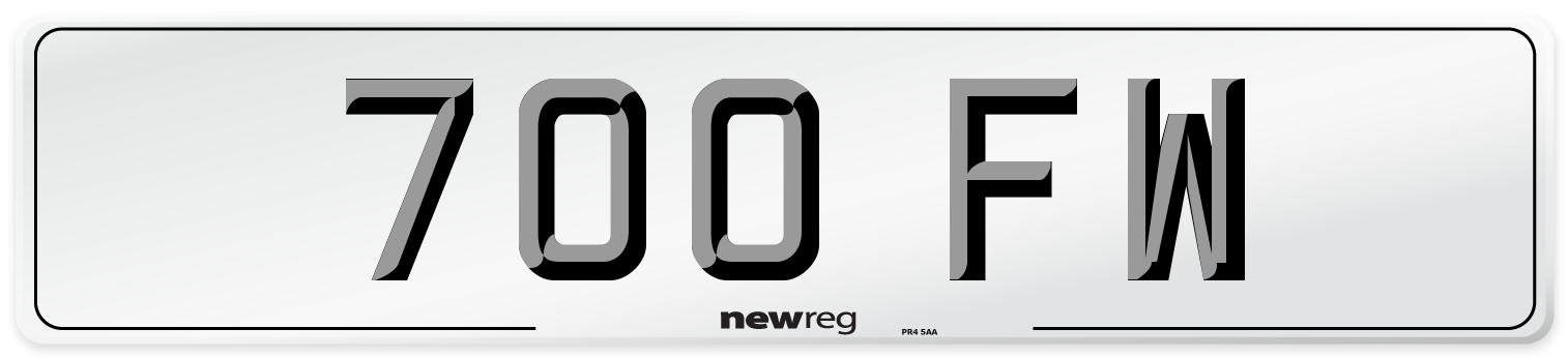 700 FW Number Plate from New Reg